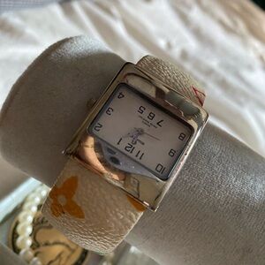 White and Yellow Square Face Watch